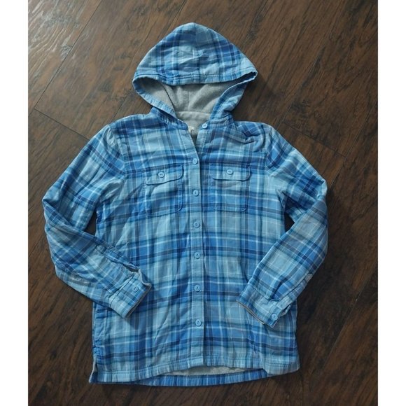 L.L.Bean Fleece-Lined Flannel Hoodie Bright Capri Plaid Women's Sz XS - Picture 4 of 13
